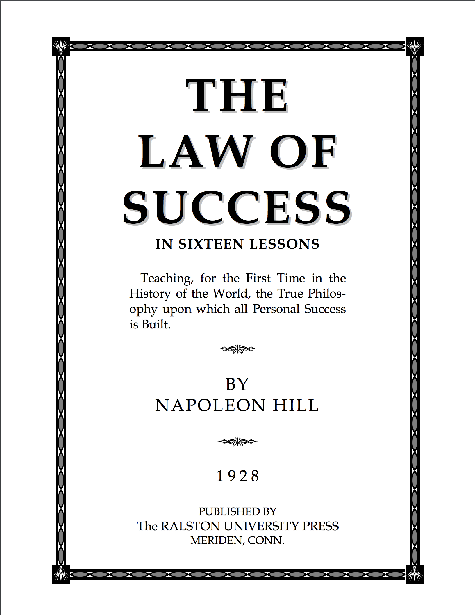 The Laws of Success Napoleon Hill